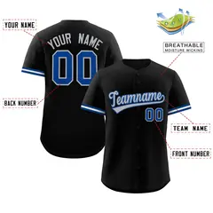 Black Gray Authentic Full-Button Baseball Jersey 2
