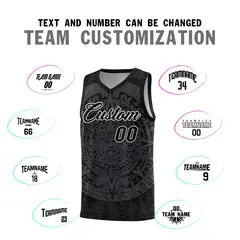 Black Gray Aztec Sun Stone Graffiti Wrinkle-Resistant Basketball Jersey 4