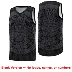 Black Gray Aztec Sun Stone Graffiti Wrinkle-Resistant Basketball Jersey 6