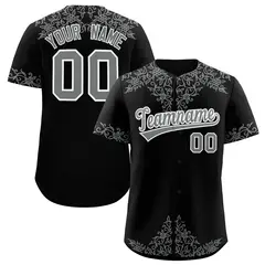 Black Gray Baroque Style Baseball Jersey 1