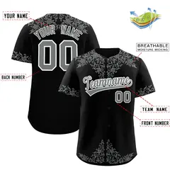 Black Gray Baroque Style Baseball Jersey 2