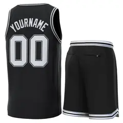 Black Gray-Black Classic Sets Basketball Jersey 3