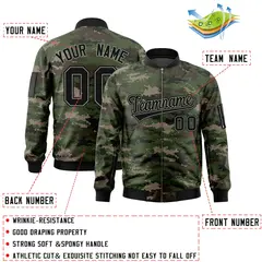 Black Gray Camo Varsity Full-Zip Letterman Bomber Jacket 2