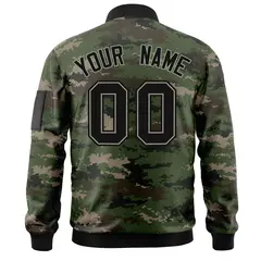 Black Gray Camo Varsity Full-Zip Letterman Bomber Jacket 4