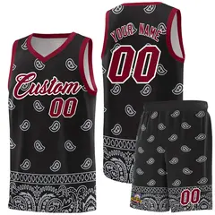 Black Gray Cashew Pattern Basketball Jersey