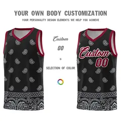 Black Gray Cashew Pattern Basketball Jersey 3