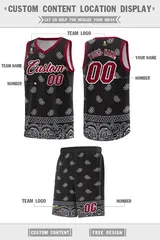 Black Gray Cashew Pattern Basketball Jersey 5