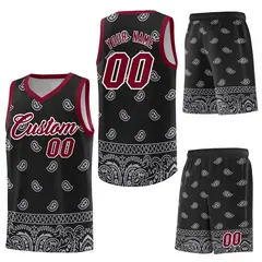 Black Gray Cashew Pattern Basketball Jersey 6