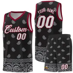 Black Gray Cashew Pattern Basketball Jersey 1