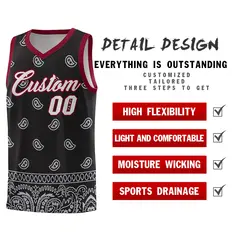 Black Gray Cashew Pattern Basketball Jersey 2