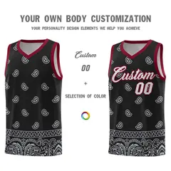 Black Gray Cashew Pattern Basketball Jersey 3