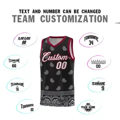 Black Gray Cashew Pattern Basketball Jersey 4