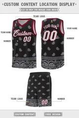 Black Gray Cashew Pattern Basketball Jersey 5