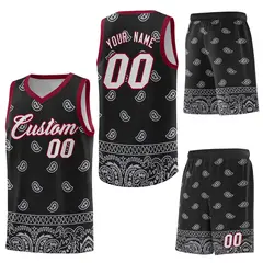 Black Gray Cashew Pattern Basketball Jersey 6