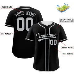 Black Gray Classic Authentic Baseball Jersey 2