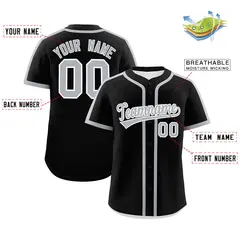 Black Gray Classic Authentic Baseball Jersey 2