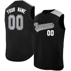 Black Gray Classic Sleeveless Baseball Jersey 1