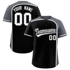 Black Gray Color Block Authentic Baseball Jersey 1
