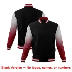Black Gray Crimson Gradient Raglan Varsity Letterman Jacket 7