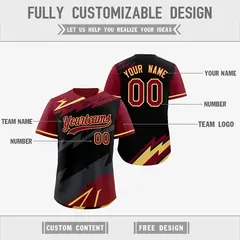 Black Gray Crimson Reversible Baseball Jersey Lightning & Graffiti Pattern 3