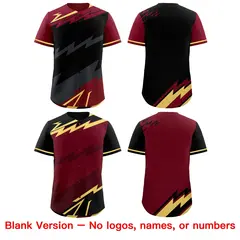 Black Gray Crimson Reversible Baseball Jersey Lightning & Graffiti Pattern 8