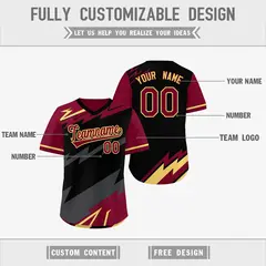 Black Gray Crimson Reversible Baseball Jersey Lightning & Graffiti Pullover V-Neck 3
