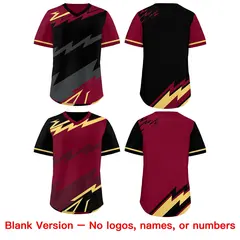 Black Gray Crimson Reversible Baseball Jersey Lightning & Graffiti Pullover V-Neck 8