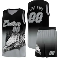 Black Gray Eagle Graffiti Pattern Basketball Jersey