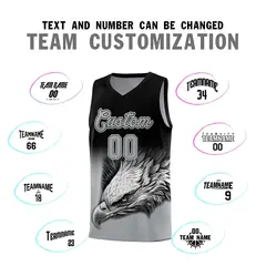 Black Gray Eagle Graffiti Pattern Basketball Jersey 2