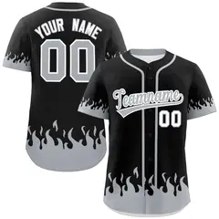Black Gray Flame Graffiti Authentic Baseball Jersey 1