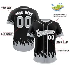 Black Gray Flame Graffiti Authentic Baseball Jersey 2