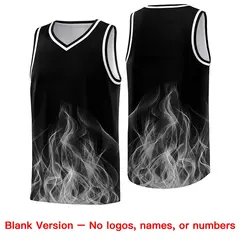 Black Gray Flame Graffiti Breathable Basketball Jersey 6