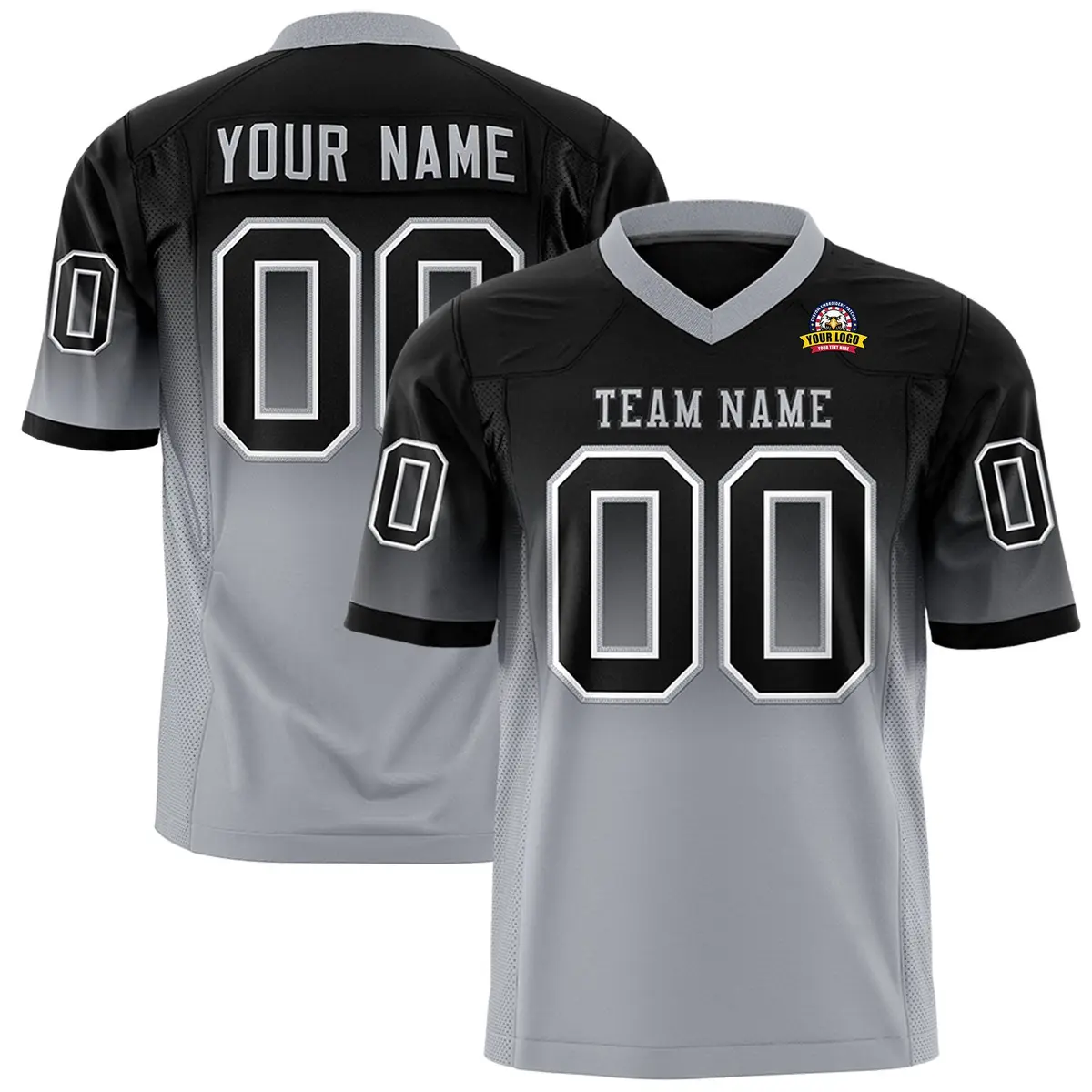 Black Gray Gradient Fashion Authentic Football Jersey