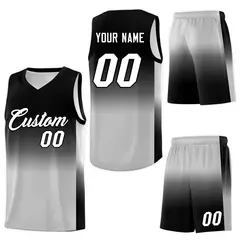 Black Gray Gradient Fashion Basketball Jersey 7