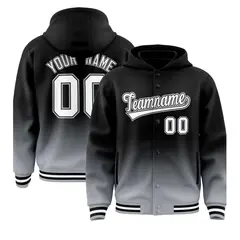 Black Gray Gradient Letterman Varsity Jacket Hoodie 1