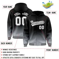 Black Gray Gradient Letterman Varsity Jacket Hoodie 4