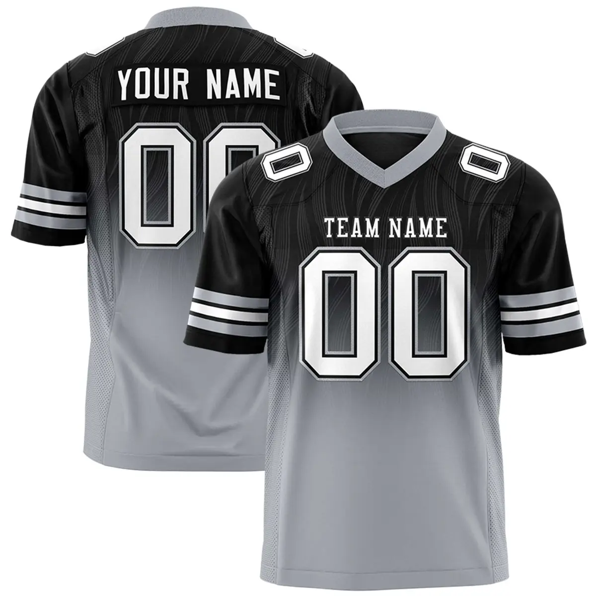 Black Gray Gradient Outdoor Fashion Flag Football Jersey