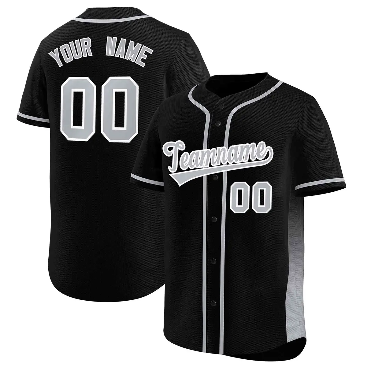 Black Gray Gradient Side Authentic Baseball Jersey