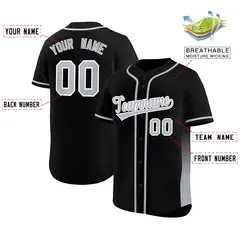 Black Gray Gradient Side Authentic Baseball Jersey 2