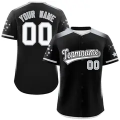 Black Gray Gradient Side Star Pattern Baseball Jersey
