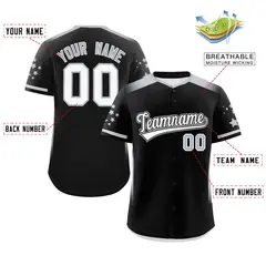 Black Gray Gradient Side Star Pattern Baseball Jersey 2