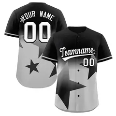 Black Gray Gradient Star Graffiti Authentic Baseball Jersey