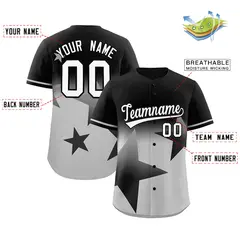Black Gray Gradient Star Graffiti Authentic Baseball Jersey 2