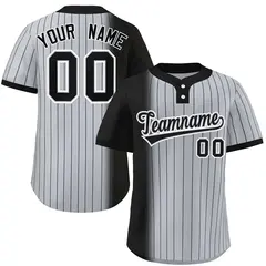 Black Gray Gradient Stripe Two-Button Softball Jersey 1