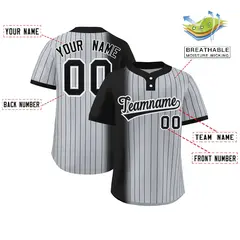 Black Gray Gradient Stripe Two-Button Softball Jersey 2