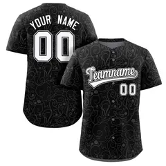 Black Gray Graffiti Line Art Authentic Baseball Jersey
