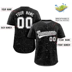 Black Gray Graffiti Line Art Authentic Baseball Jersey 2