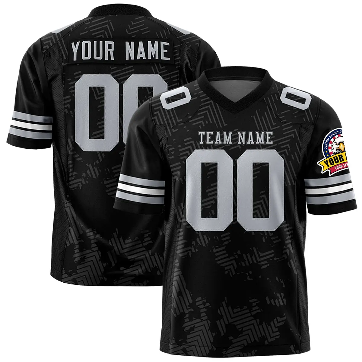 Black Gray Graffiti Line Authentic Football Jersey