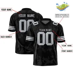 Black Gray Graffiti Line Authentic Football Jersey 2