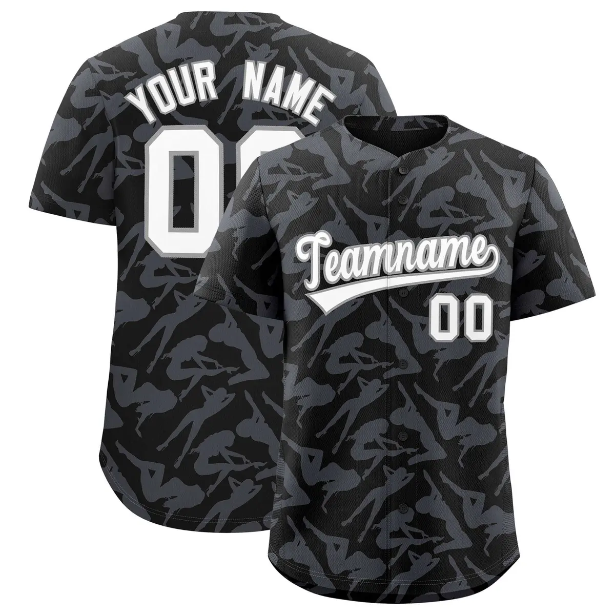 Black Gray Graffiti Pattern Baseball Jersey